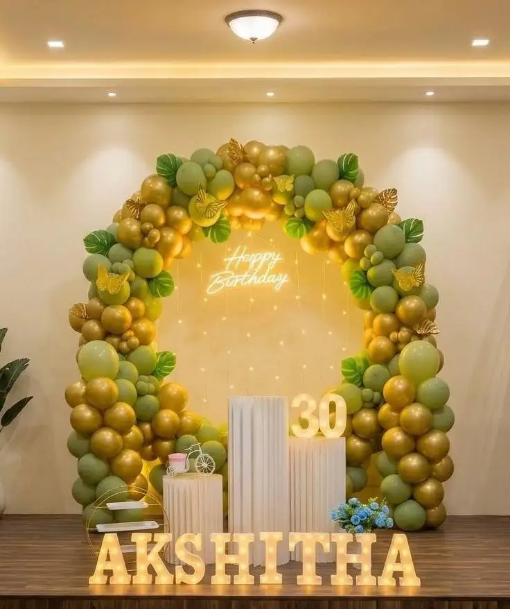 Multi Golden Green Ring Hall Stage Decoration